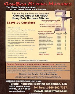 Cowboy CB4500 magazine ad, featuring complete package deal pricing.